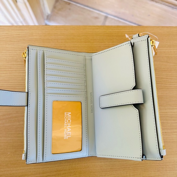 Michael Kors Mirella Graphic MK sky blue satchel Handbag&wallet NWT Authentic - Picture 12 of 14